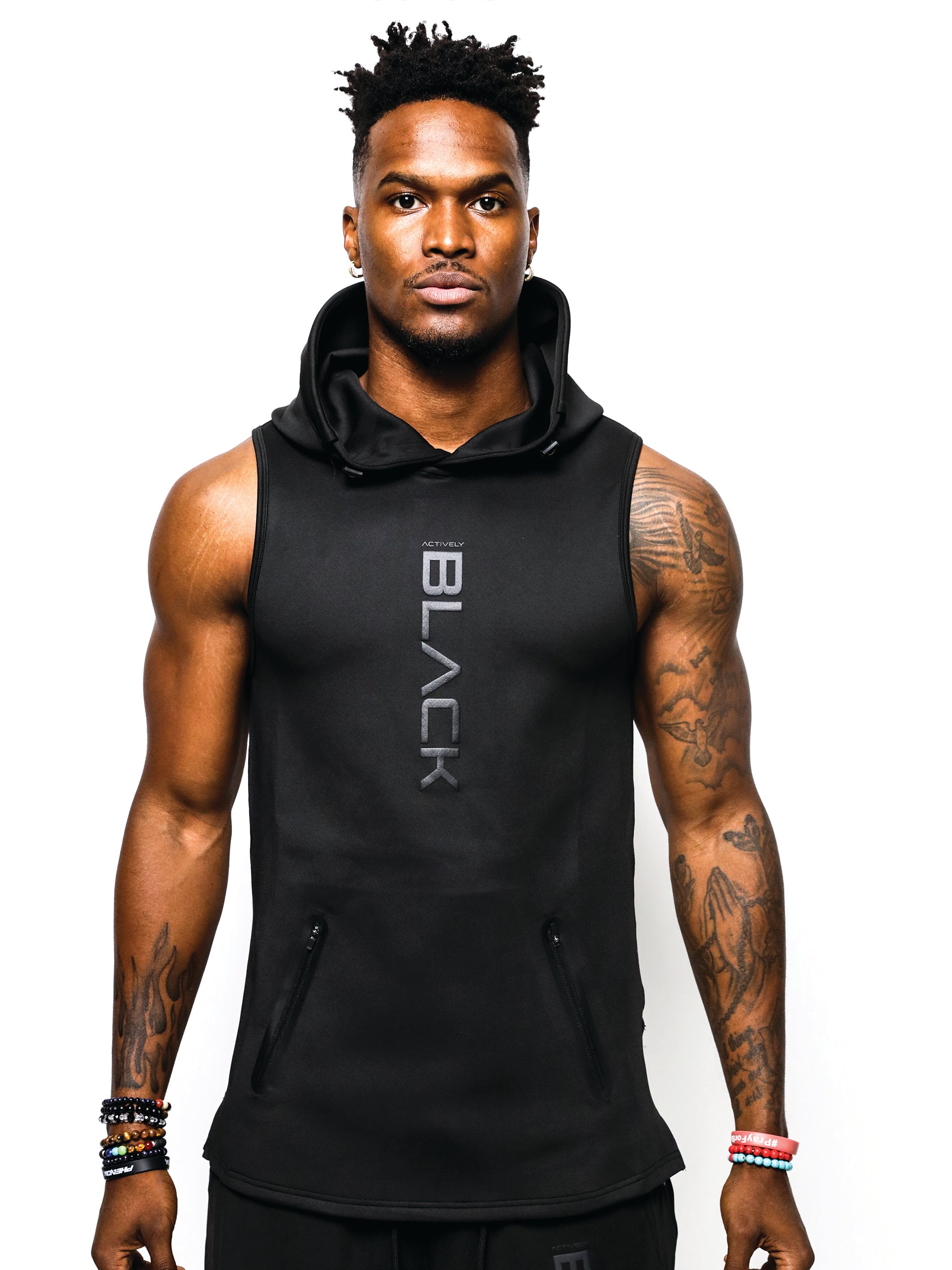 Men s Puff Print Logo Sleeveless Hoodie