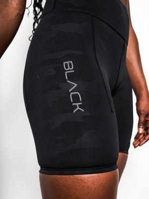 Women's Black Camo Biker Shorts