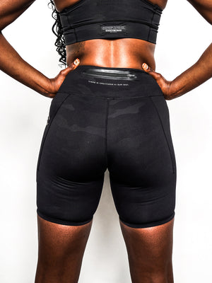 Women's Black Camo Biker Shorts