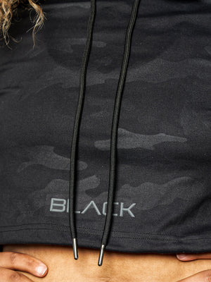 Women's Black Camo Performance Crop Hoodie