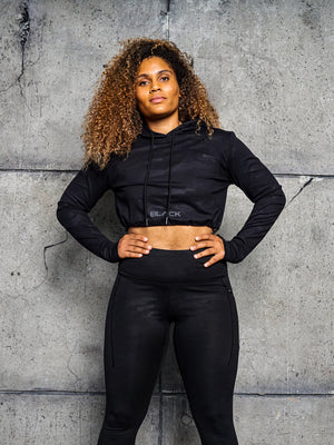 Women's Black Camo Performance Crop Hoodie
