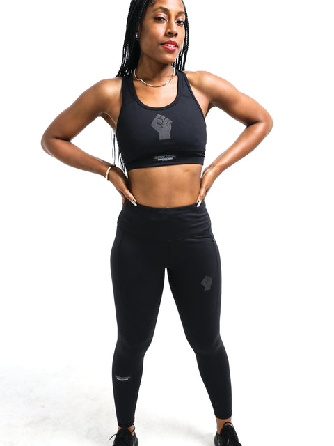 Women's Black Fist Sports Bra