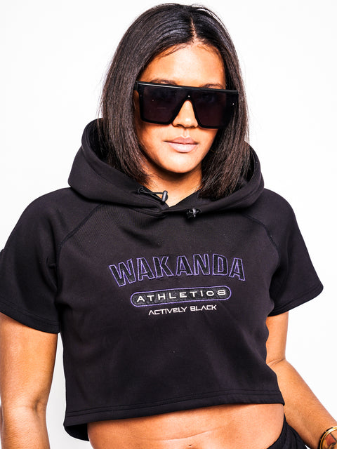 Women's Wakanda Athletics Classic Short Sleeve Crop Hoodie