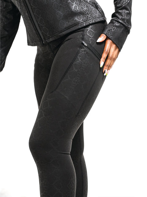 Women's Black Python Premium Tights