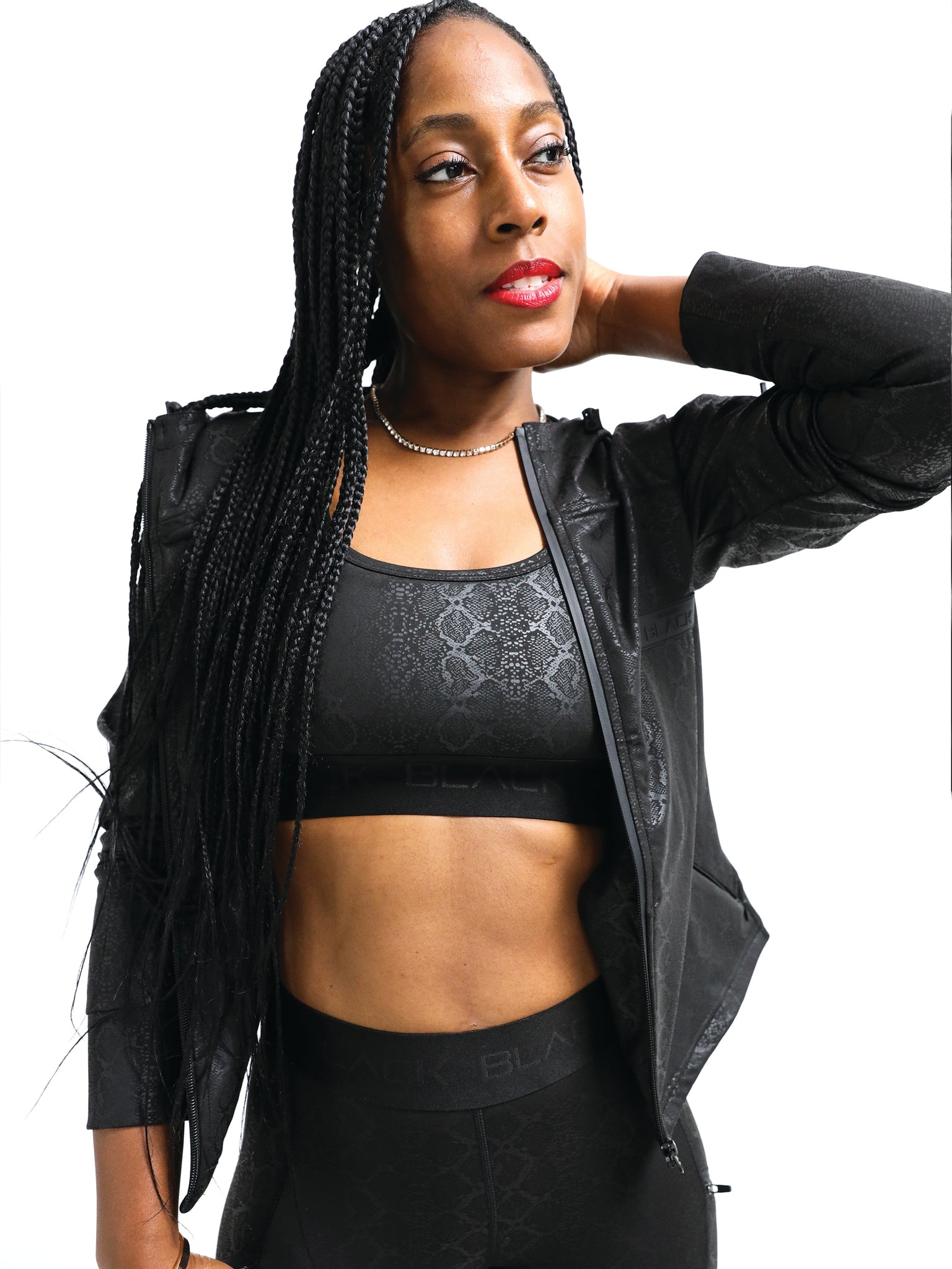 Women's Black Python Zipper Hoodie – Actively Black Athleisure Wear