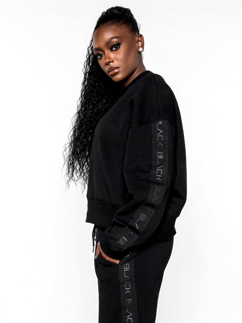 Women's Black Band Luxe Oversized Crewneck