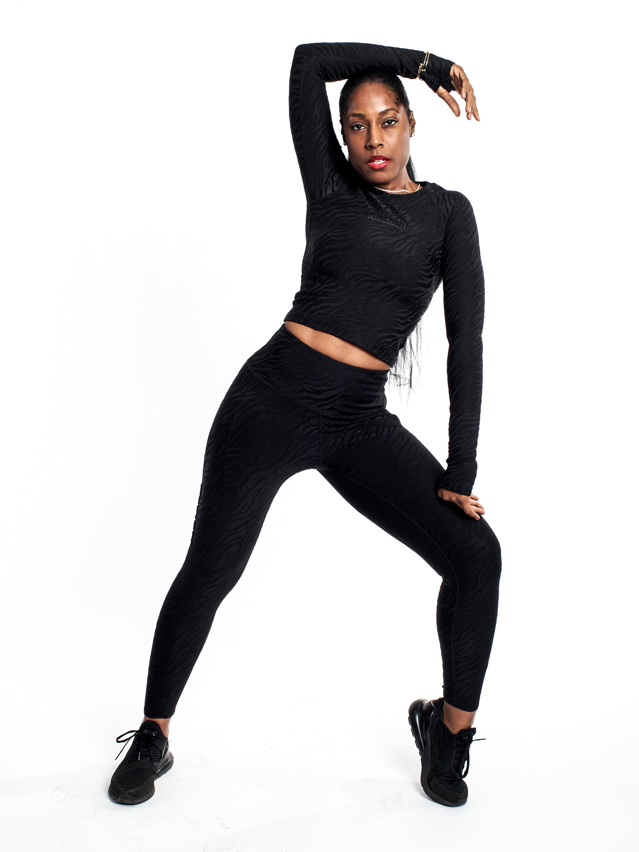 Women's Black Zebra Luxe Tights